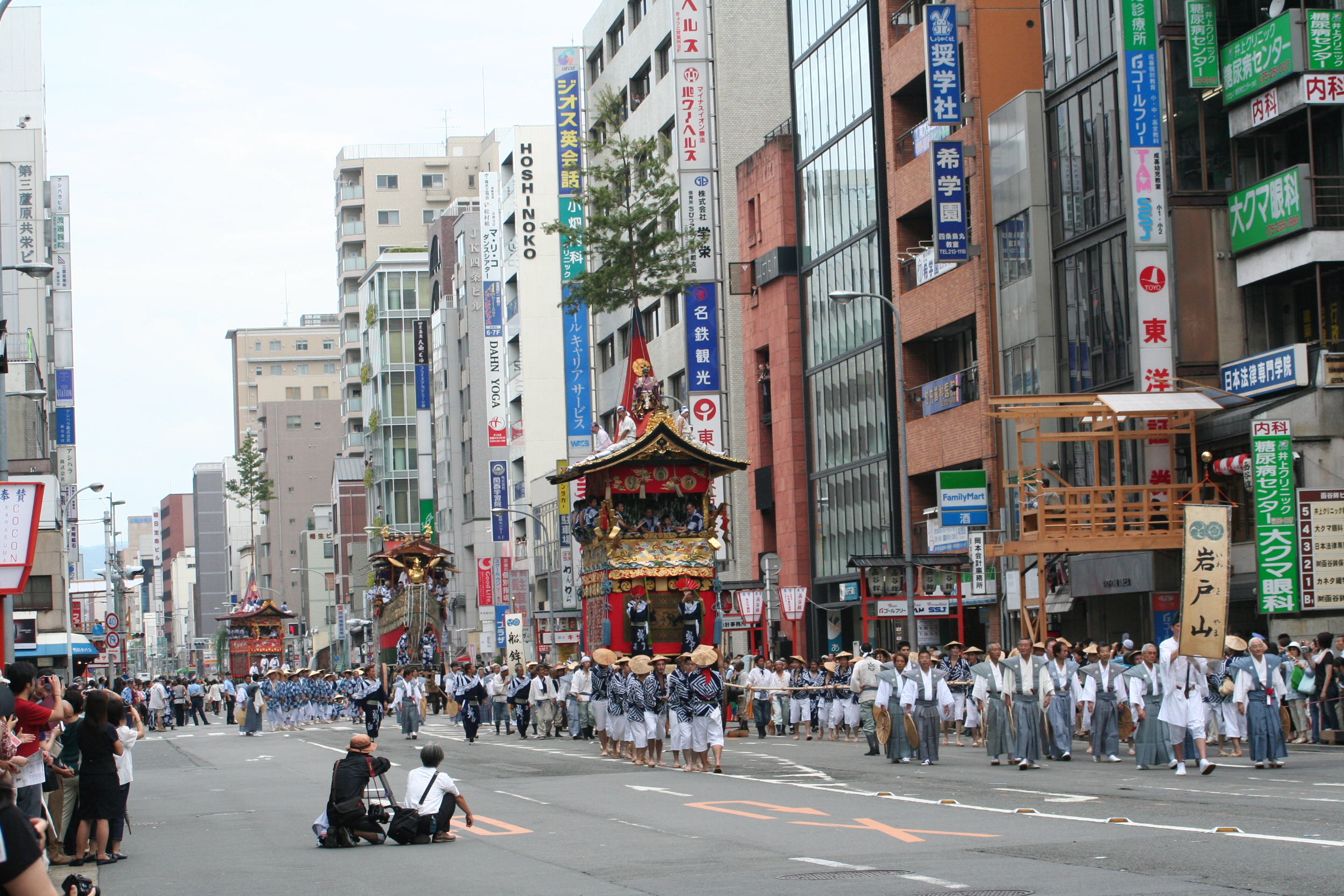 Gion Festival floats moving through Kyoto streets
